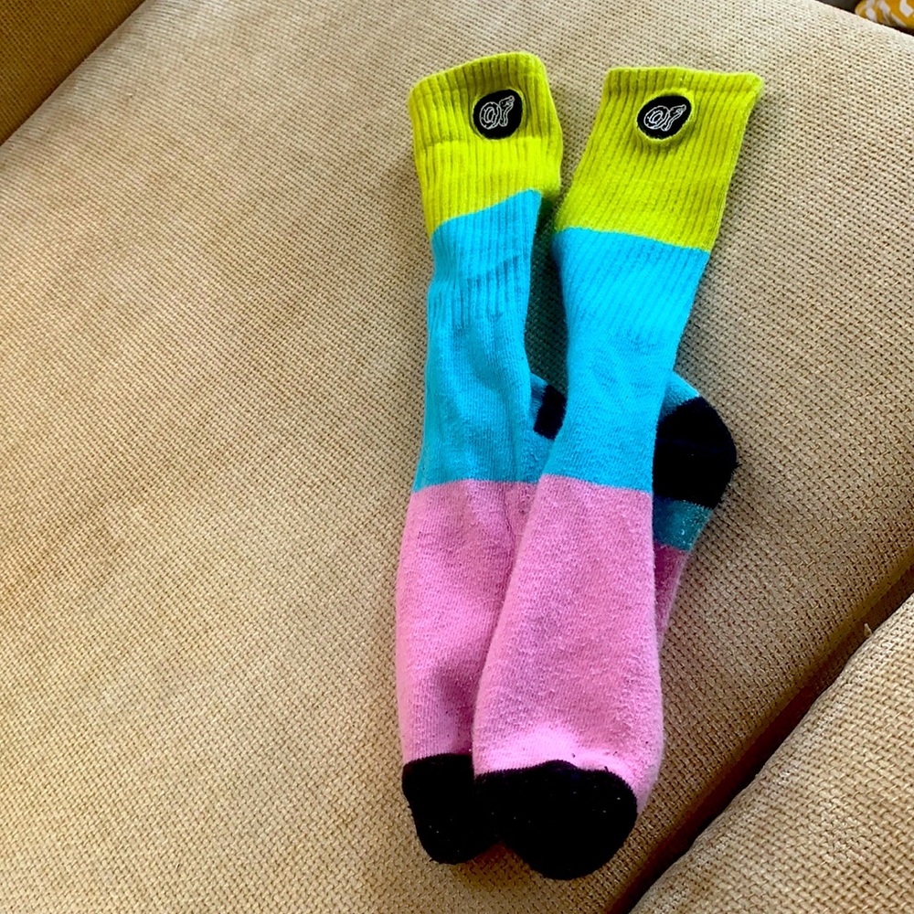 Odd future green blue and pink socks